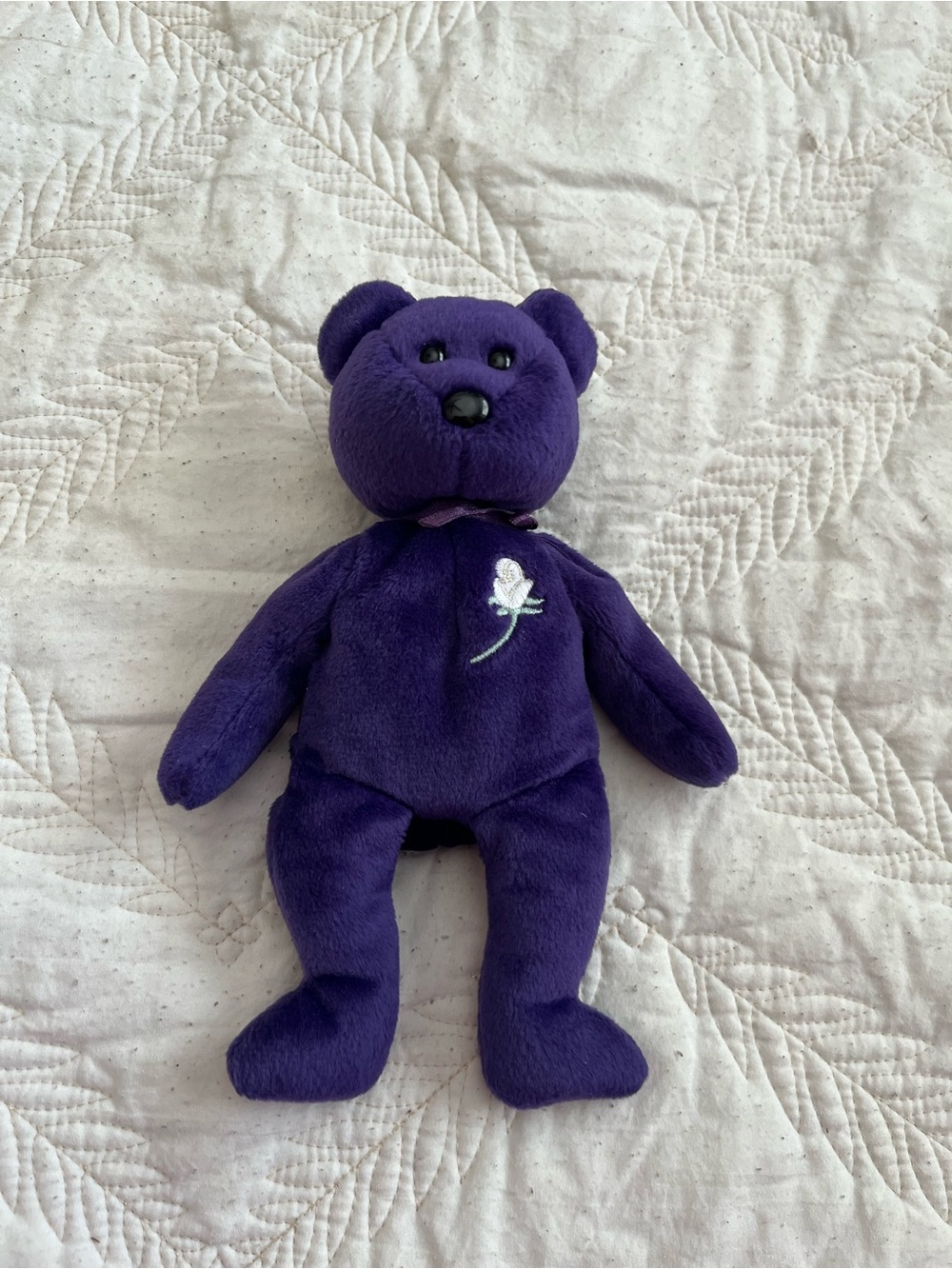 TY Plush Teddy Bear with Embroidered Rose